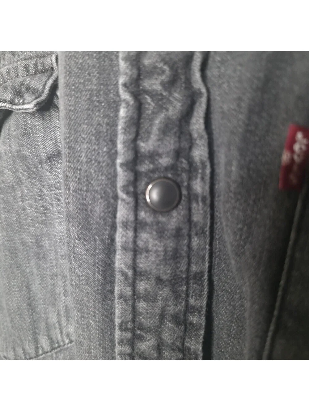 Levi's Men's XXL Black Denim Western Shirt Pearl Snap Standard Fit Red Tab